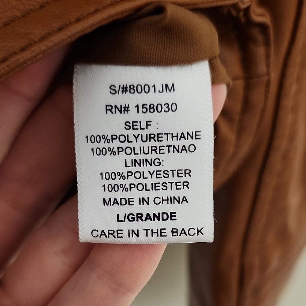 Love Tree Brown and Gold Leather Motorcycle Jacket - Picture 8 of 14